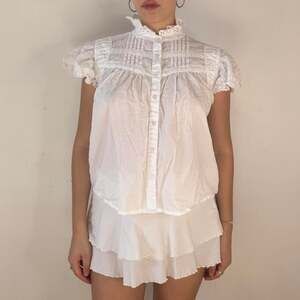 Vintage Solitaire White Eyelet Lace Button Up Blouse Coquette Cottagecore Top